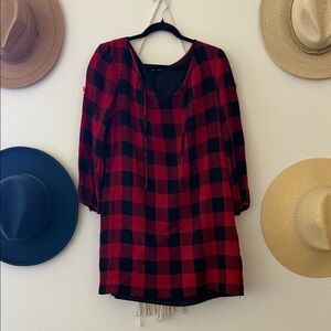 Madewell Buffalo Plaid Red and Black Women's Dress - size L